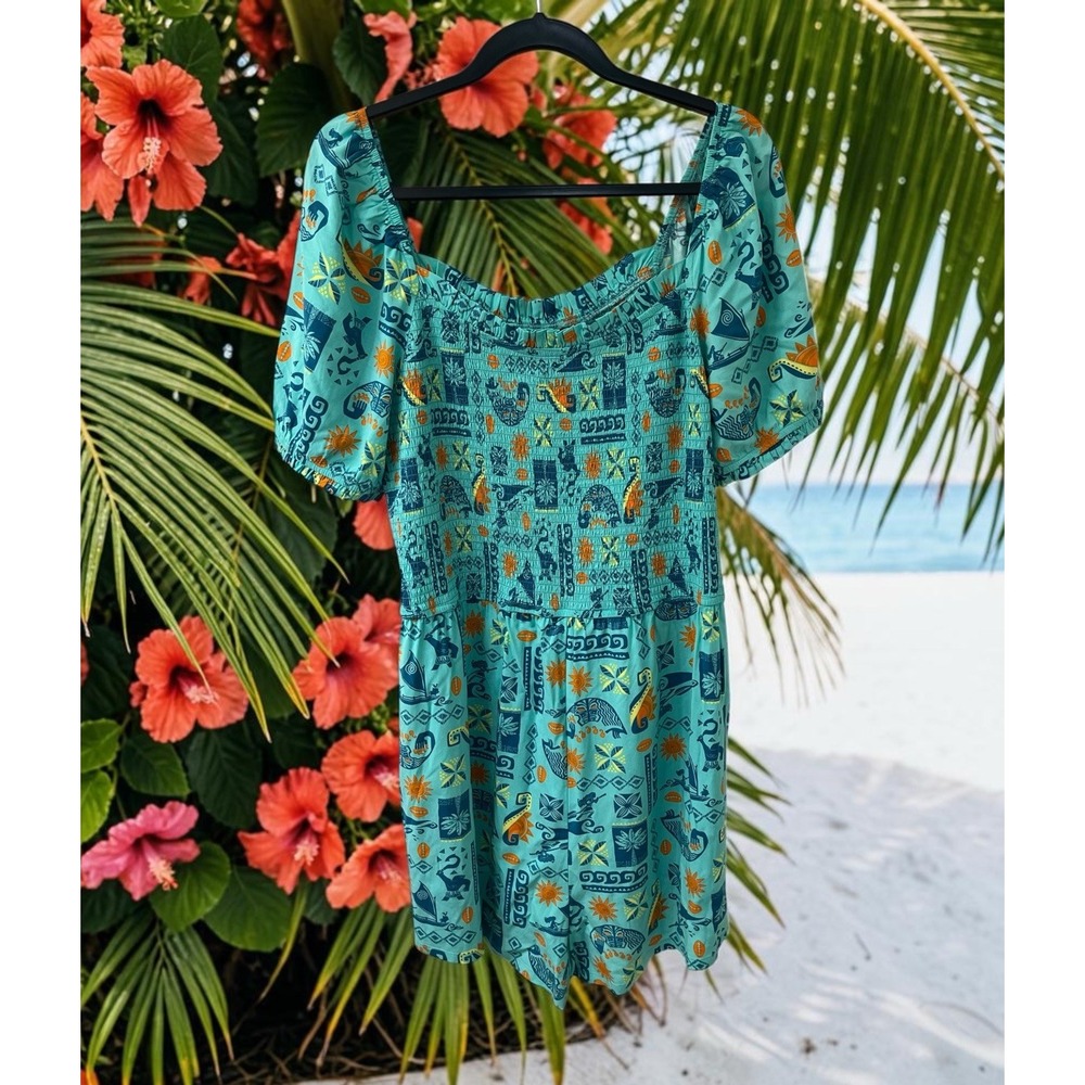 Her Universe Disney Princess Moana Icons Smocked Romper Plus Size 2X Blue